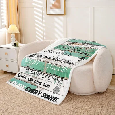 Lake Rules Wooden Sign Blanket: Rustic Lake Life Design