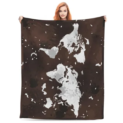 World Map Continents Pattern Blanket for Travel Lovers