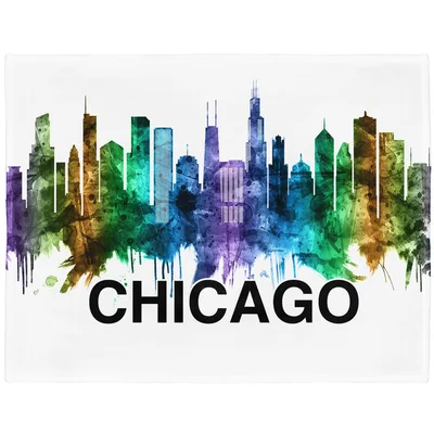 Watercolor Chicago Skyline Blanket: A Vibrant Cityscape Print