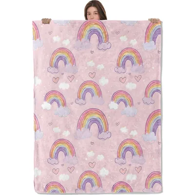 Rainbows and Clouds Pattern Blanket for Kids Who Love Pastel Weather