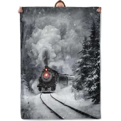 Steam Train in Snowy Blanket: Vintage Locomotive in Winter Forest
