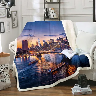 New York City Skyline Blanket: Sunset Cityscape Design