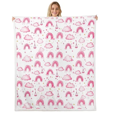 Pink Rainbows and Clouds Blanket: Sweet Pastel Sky Pattern