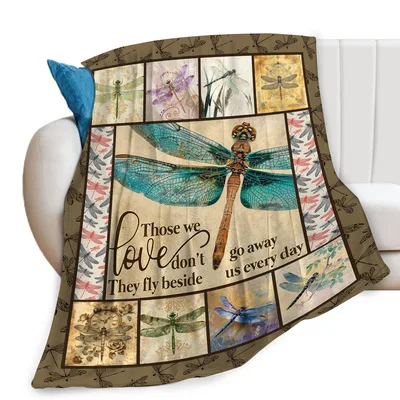 Sympathy Gift Blanket Dragonfly Memorial Design with Sentimental Quote