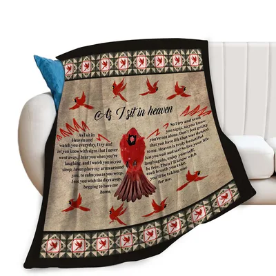 Cardinal Memorial Poem Blanket: As I Sit in Heaven Design