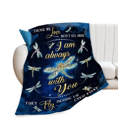 Dragonfly Memorial Sympathy Blanket: Those We Love Don't Go Away