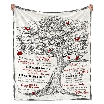 Memorial Tree Poem Blanket: A Limb Has Fallen from the Family Tree