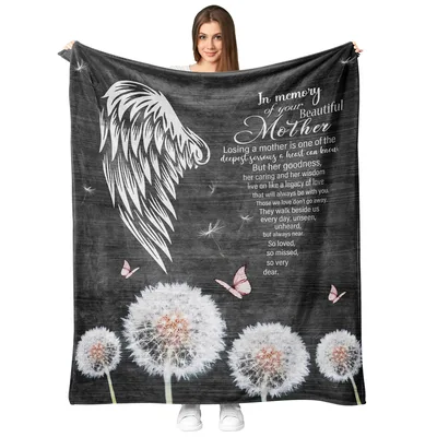 Memorial Mom Sympathy Blanket featuring an angel wing