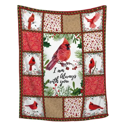 Cardinal Memorial Sympathy Blanket: I am Always with you Design