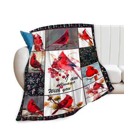 Red Cardinals I Am Always Blanket: A Memorial Design with Red Birds