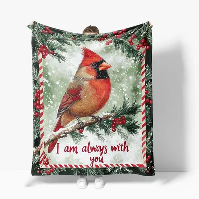 Cardinal Bird on Pine Blanket: I am always with you Design
