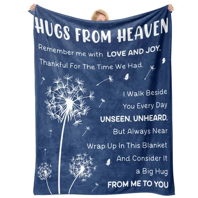 Memorial Dandelion Sympathy Message Blanket: Hugs From Heaven Comfort