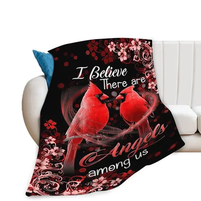 Cardinals Believe in Angels Blanket: Memorial Design with Red Birds