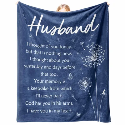 Husband Memorial Sympathy Poem Blanket features a touching