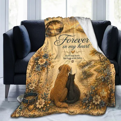 Pet Memorial Blanket: Forever in My Heart Design for Grieving Owners