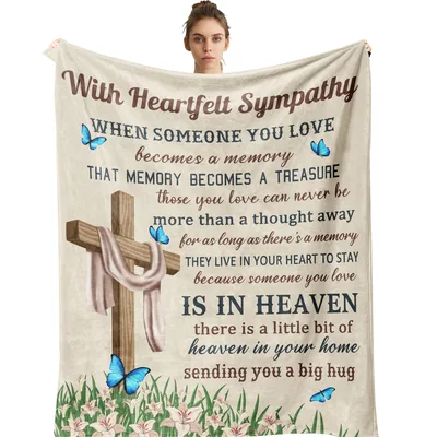 Sympathy Loss Memorial Blanket featuring a cross