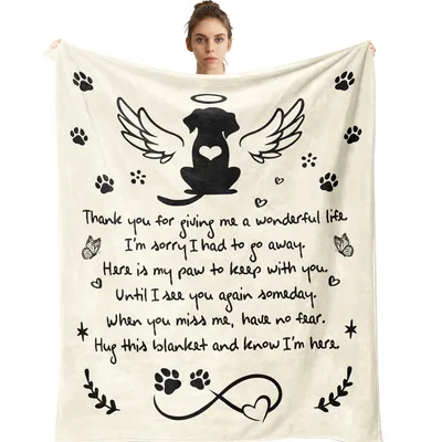 Pet Hugs Blanket: Angel Dog Memorial Gift for Lost Companions