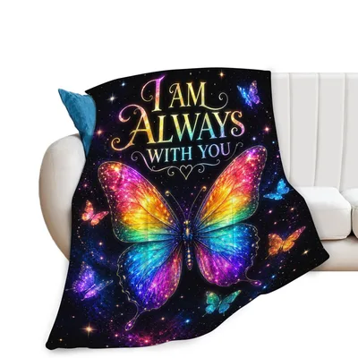Rainbow Butterfly Memorial Blanket: I Am Always With You Galaxy Design