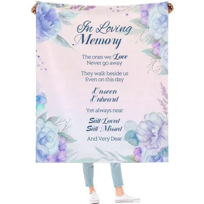 Memorial Sympathy Poem Blanket: In Loving Memory Floral Design