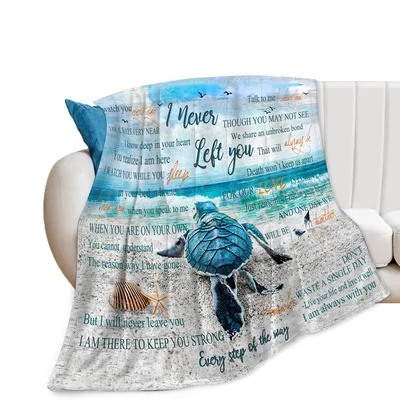 Sea Turtle Memorial Ocean Blanket featuring I Never Left you text
