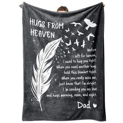 Memorial Loss of Dad Blanket Hugs From Heaven Tribute