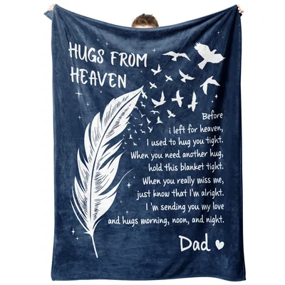 Navy Feather Hugs Blanket: A Memorial Gift for a Lost Father
