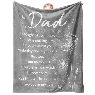 Dad Memorial Poem Dandelions Blanket Keepsake for Father Loss