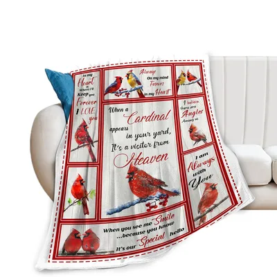 Cardinal Visitor from Heaven Blanket features red birds