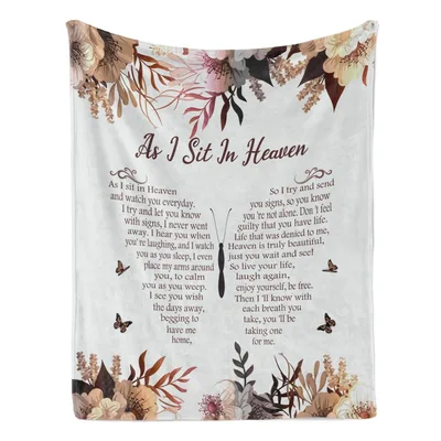 Memorial Poem Heaven Loss Blanket: As I Sit In Heaven Design