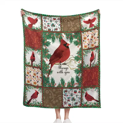 Cardinal Christmas Patchwork Always Blanket featuring a red bird