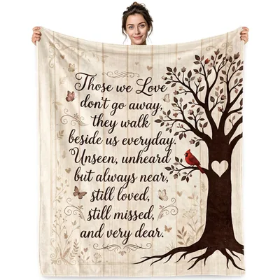 Memorial Sympathy Cardinal Tree Blanket: Comforting Quote Design