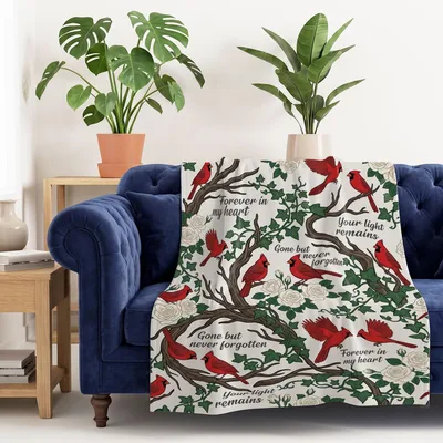 Cardinals Gone but Never Blanket featuring red birds