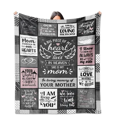 Memorial Loss of Mother Blanket Heart Lives in Heaven Tribute