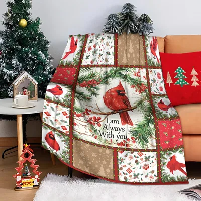 Red Cardinal Birds Always Blanket: I am Always With you Design