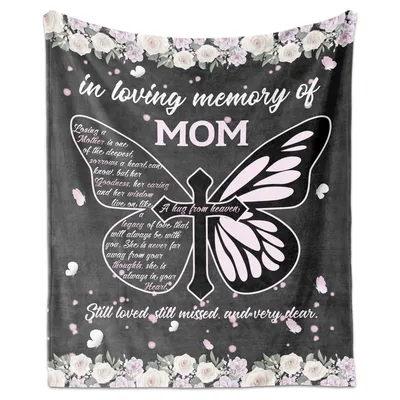 Memorial Mom Butterfly Cross Blanket: In Loving Memory of Mom
