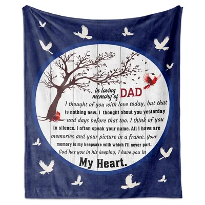 Memorial Dad Sympathy Cardinals Blanket - In Loving Memory Design