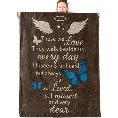 Memorial Angel Wings Butterfly Blanket: Still Loved, Still Missed