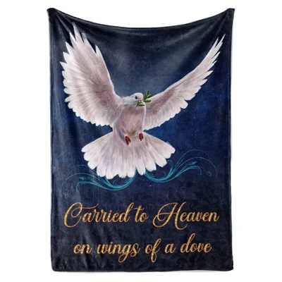 Dove with Olive Branch Blanket: Carried to Heaven on Wings of a Dove