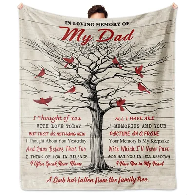 Memorial Dad Cardinals Tree Blanket: Sympathy gift