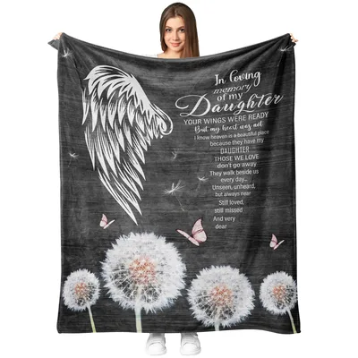 Angel Wings Dandelion Memorial Blanket Tribute to a Lost Daughter