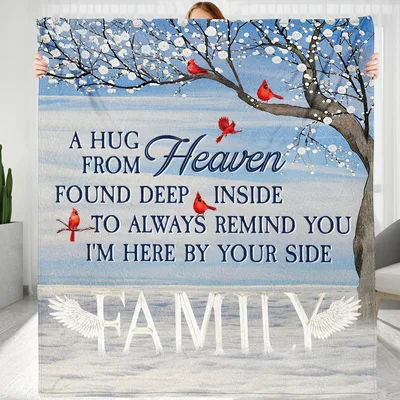 A Hug from Heaven Found Blanket: Family Memorial Design with Cardinals