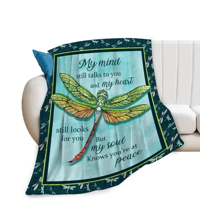 Dragonfly Memorial Quote Art Blanket: My Mind Still Talks to You