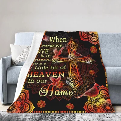 Little Bit of Heaven Blanket: Memorial Cross and Cardinal Design