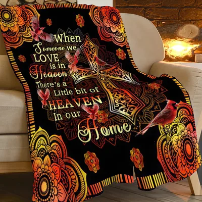 Heaven in Our Home Blanket Cardinal Memorial Design for Comfort