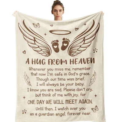 A Hug from Heaven Blanket: Angel Wings and Footprint Memorial Design