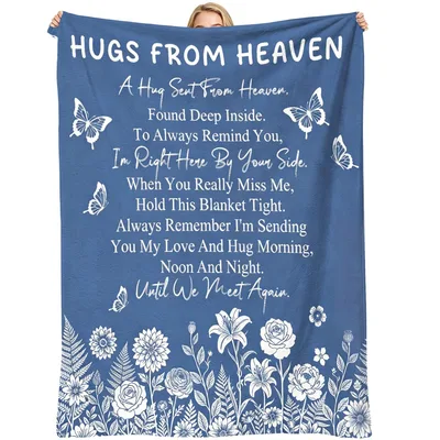 A Hug from Heaven Memorial Blanket with Butterfly and Floral Design