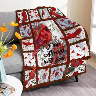 Cardinals Always with You Blanket No. 2: A Quilted Memorial Design