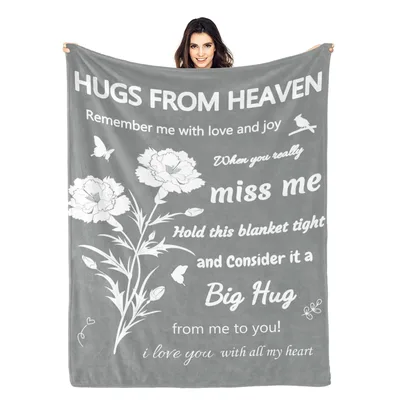 Hugs from Heaven Memorial Poem Blanket features a touching
