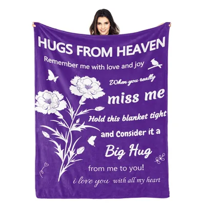 Hugs from Heaven Memorial Blanket features white carnations