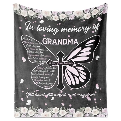 In Loving Memory Blanket: A Butterfly Tribute to Grandma